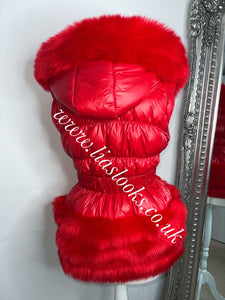 Ruby Red Romani Coat (Faux Fur)