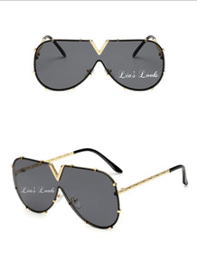Black/Gold Oversized Sunglasses