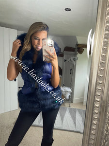 Midnight Blue Romani Coat (Faux Fur)