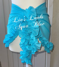 Load image into Gallery viewer, Frilly Ruffle Aqua Blue Sarong
