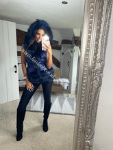 Load image into Gallery viewer, Midnight Blue Romani Coat (Faux Fur)
