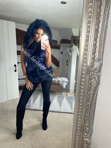 Midnight Blue Romani Coat (Faux Fur)