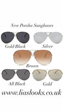 Load image into Gallery viewer, Black/Gold Oversized Porsha Sunglasses
