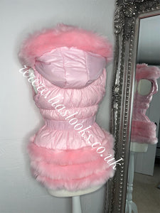 Candy Floss Pink Romani Coat (Faux Fur)