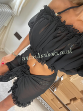 Load image into Gallery viewer, Frilly Ruffle Black Sarong
