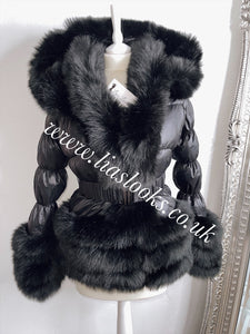 Ebony Black Romani Coat (Faux Fur)