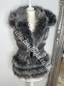 Charcoal Grey Romani Coat (Faux Fur)