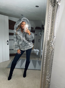 Silver Grey Romani Coat (Faux Fur)