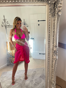 Frilly Ruffle Hot Pink Sarong