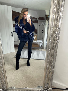 Midnight Blue Romani Coat (Faux Fur)