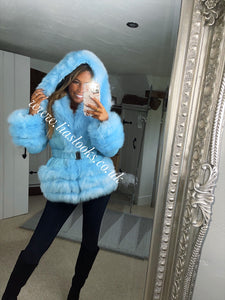 Baby Blue Romani Coat (Faux Fur)