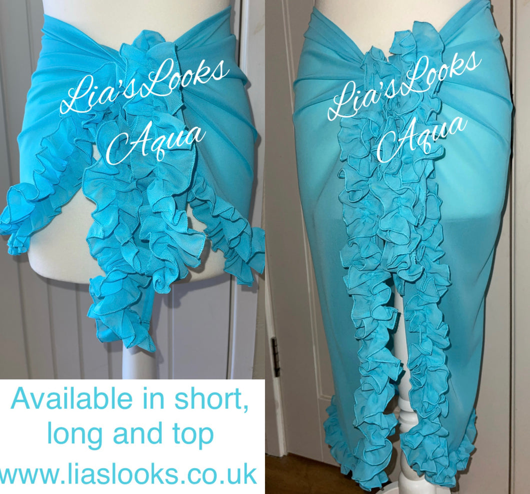 Frilly Ruffle Aqua Blue Sarong