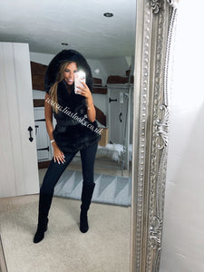 Ebony Black Romani Coat (Faux Fur)