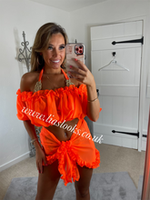 Load image into Gallery viewer, Frilly Ruffle Orange Two Piece Set
