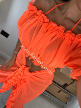 Load image into Gallery viewer, Frilly Ruffle Orange Two Piece Set
