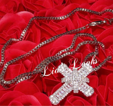 Load image into Gallery viewer, Chunky Silver Bling Small Cross Necklace (Box Chain)
