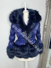 Load image into Gallery viewer, Midnight Blue Romani Coat (Faux Fur)
