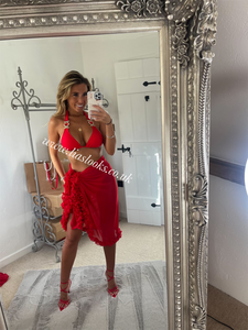 Frilly Ruffle Red Sarong