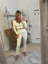 Load image into Gallery viewer, Cream Sweetheart Neck Ribbed Zip Lounge Set (PREMIUM COLLECTION)
