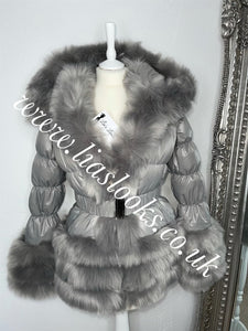 Silver Grey Romani Coat (Faux Fur)