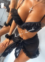 Load image into Gallery viewer, Frilly Ruffle Black Sarong
