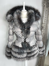 Load image into Gallery viewer, Slate Grey Romani Coat (Faux Fur)
